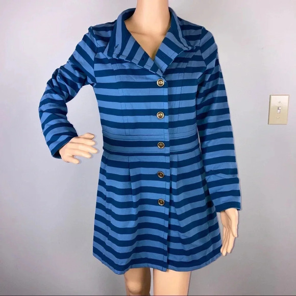 Matilda Jane Women's XS Fall Breeze Blue Striped jacket Full Button - Picture 2 of 7
